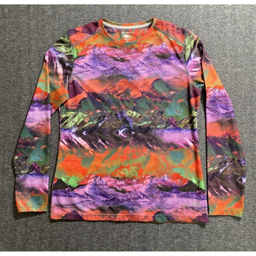 Reel Legends Freeline Womens Mountain Pattern Long Sleeve Top Multicolor Size M